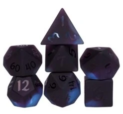 Purple & Black Glass Colored Glaze Dice Set