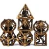 Retro Hollow Metal DND Gold Look Dice Set (Dragon）