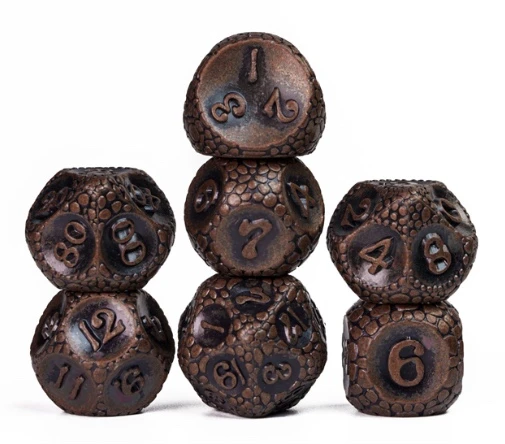 Stone Barrel Plating Vintage Metal Copper Look Dice Set