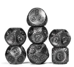 Stone Barrel Plating Vintage Silver Look Metal Dice Set
